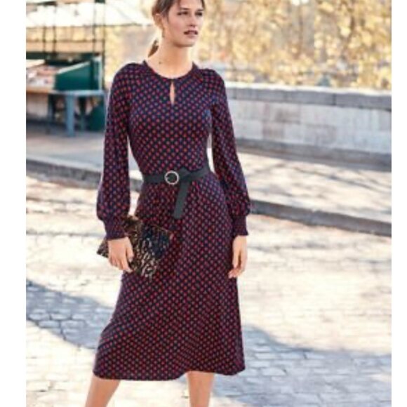 BODEN Eliza Floral Midi Dress Sz.6 Black Red Stretch Whimsigoth Boho Career - Picture 13 of 13